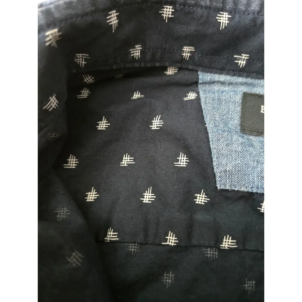 Banana Republic Soft Wash Streatch Long Sleeve Navy Blue Button down Shirt sz M